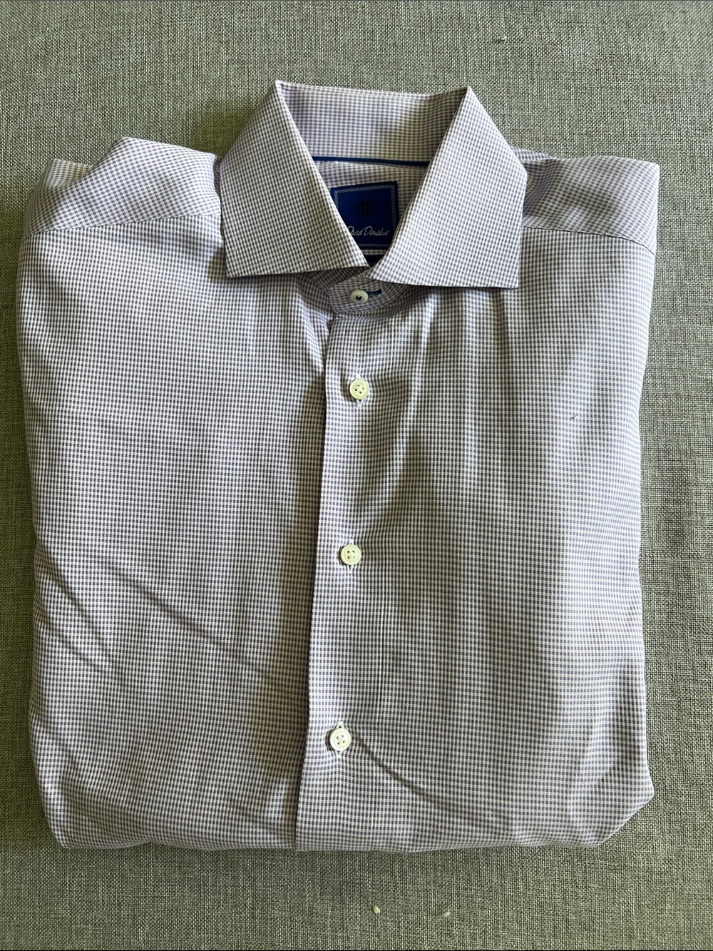 David Donahue Men's Light Lavender Micro-Check Dress Shirt